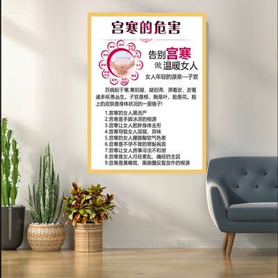 宫寒卵巢保养调理海报贴画美容院养生馆会所中医挂画养生kt板挂图