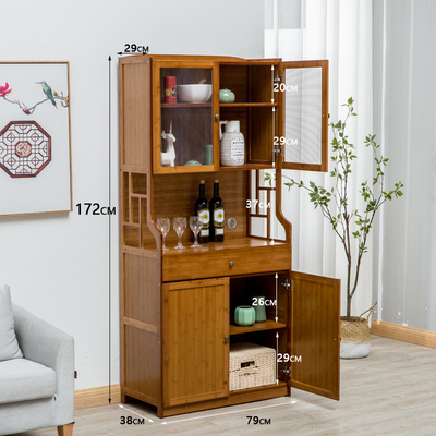 Bamboo sideboard microwave oven rack kitchen rack small cupboard locker old-fashioned vegetable cabinet wine cabinet tea cabinet
