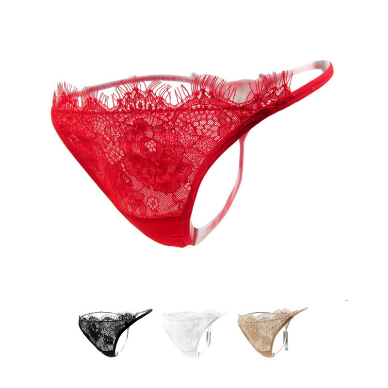 可儿内衣 低腰丁字裤女性感诱惑细带t裤 蕾丝透明纯色无痕内裤