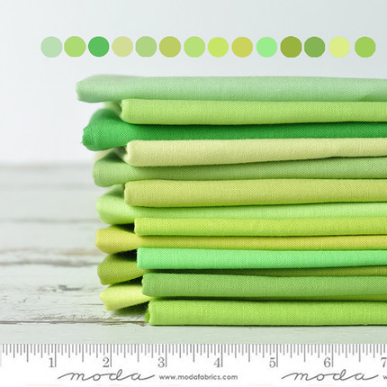 45*55cm 美国进口全棉手工拼布布料 衣裙面料 MODA素布 绿色系1