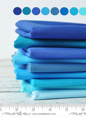 45*55cm 美国进口全棉手工拼布布料 衣裙面料 MODA素布 蓝色系1