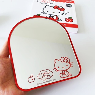 台式化妆镜折叠式铁艺镜KT猫学生宿舍小镜办公桌面镜可爱单面高清