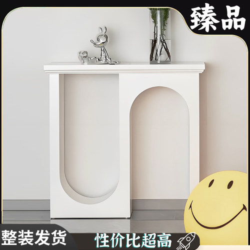 意式极简黑色双弧入户极简玄关台