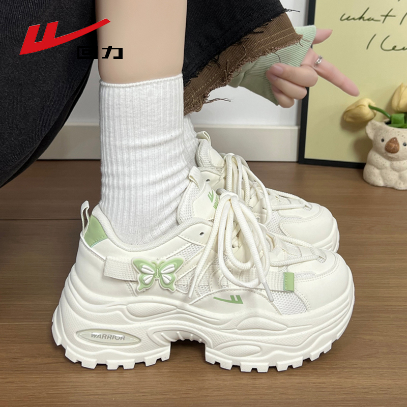 回力女秋冬保暖厚底增高运动鞋子