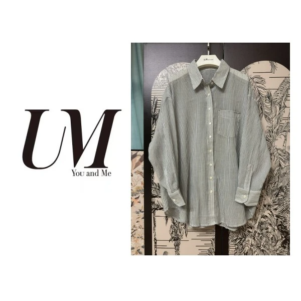 【U.M】无边轻盈夏季条纹衬衫防晒罩衫