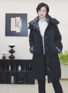 【U.M】登家同线拼接格子连帽可拆保暖羽绒服62108