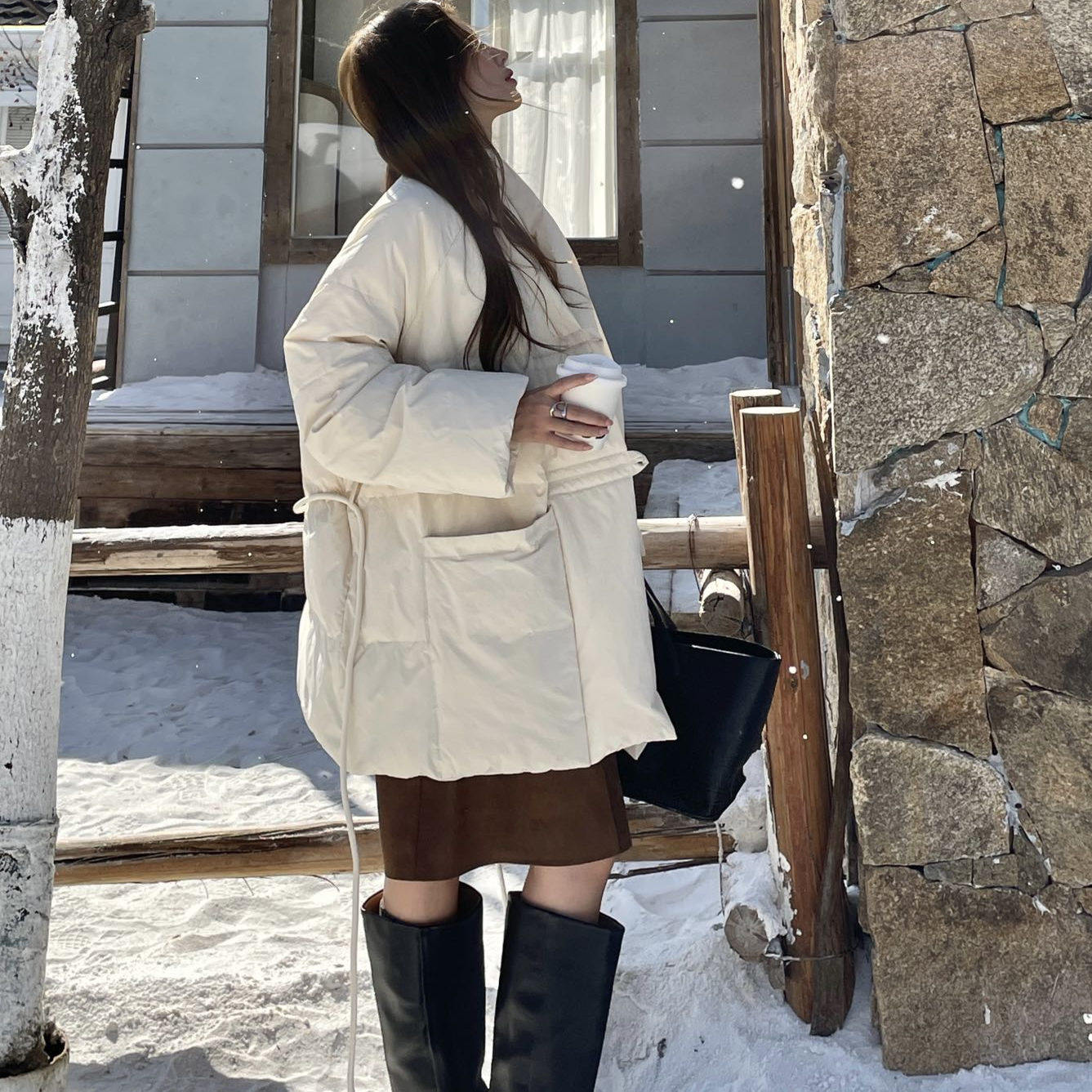 【U.M】梦芭蕾新中式V领宽松保暖羽绒服