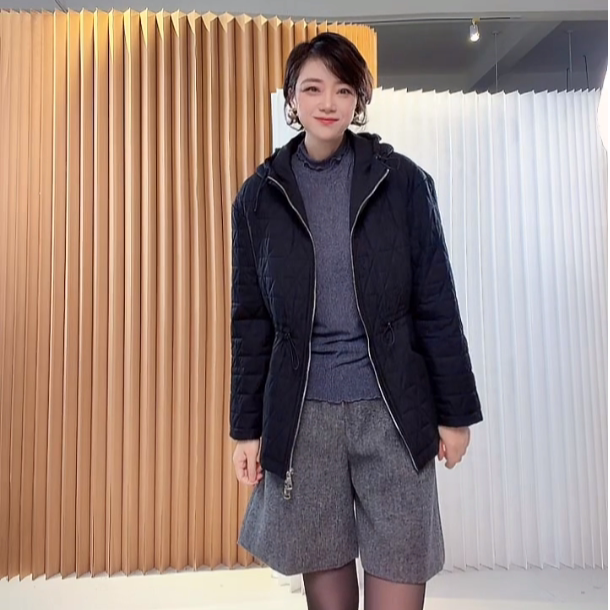 【U.M】菱格连帽棉服女 羊毛抽绳收腰轻薄外套秋冬通勤保暖外套