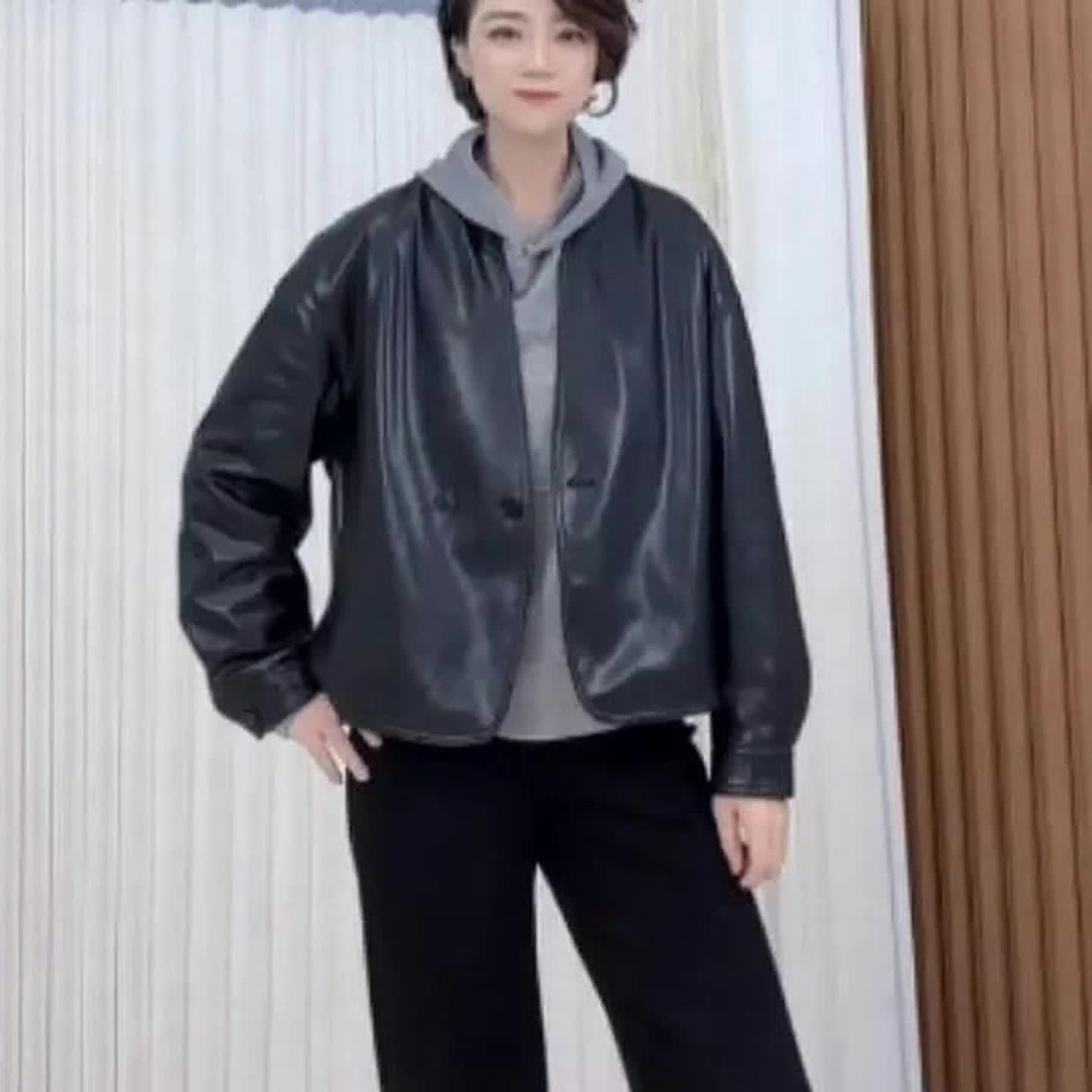 【U.M】都市猎手进口羊皮外套女士皮衣夹克气质显瘦