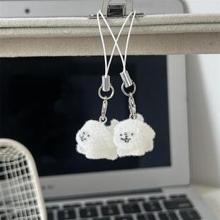 卡通可爱立体植绒小狗手机绳钥匙链趣味包包挂件情侣闺蜜礼物配饰