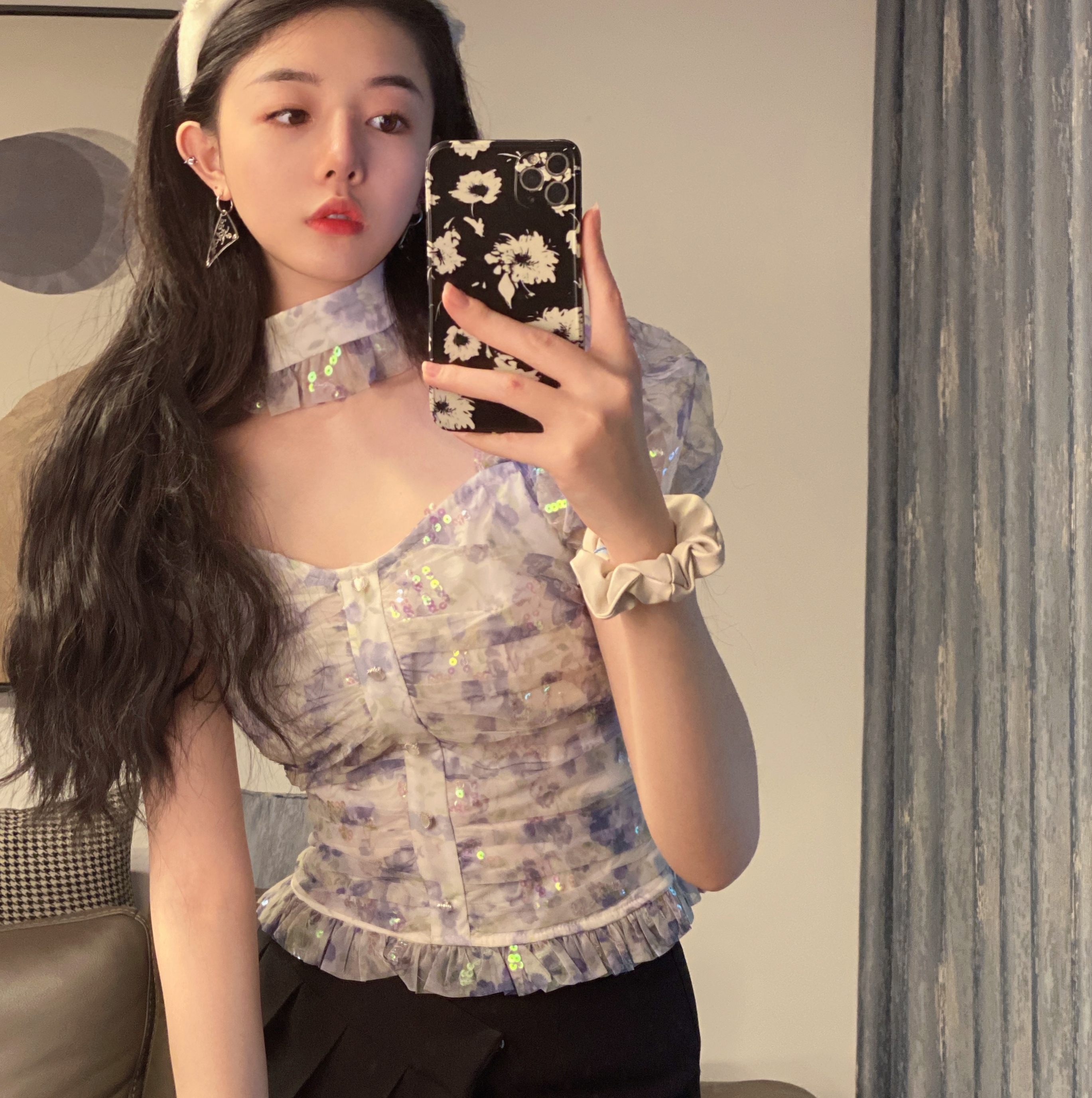 Real shot monitoring heavy industry customized fabric Mermaid JISE craft bead love button auricular shirt neck band