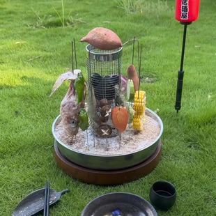 户外专用烧烤笼不锈钢圆形BBQ烟熏笼便携烧烤网露营野营野炊庭院