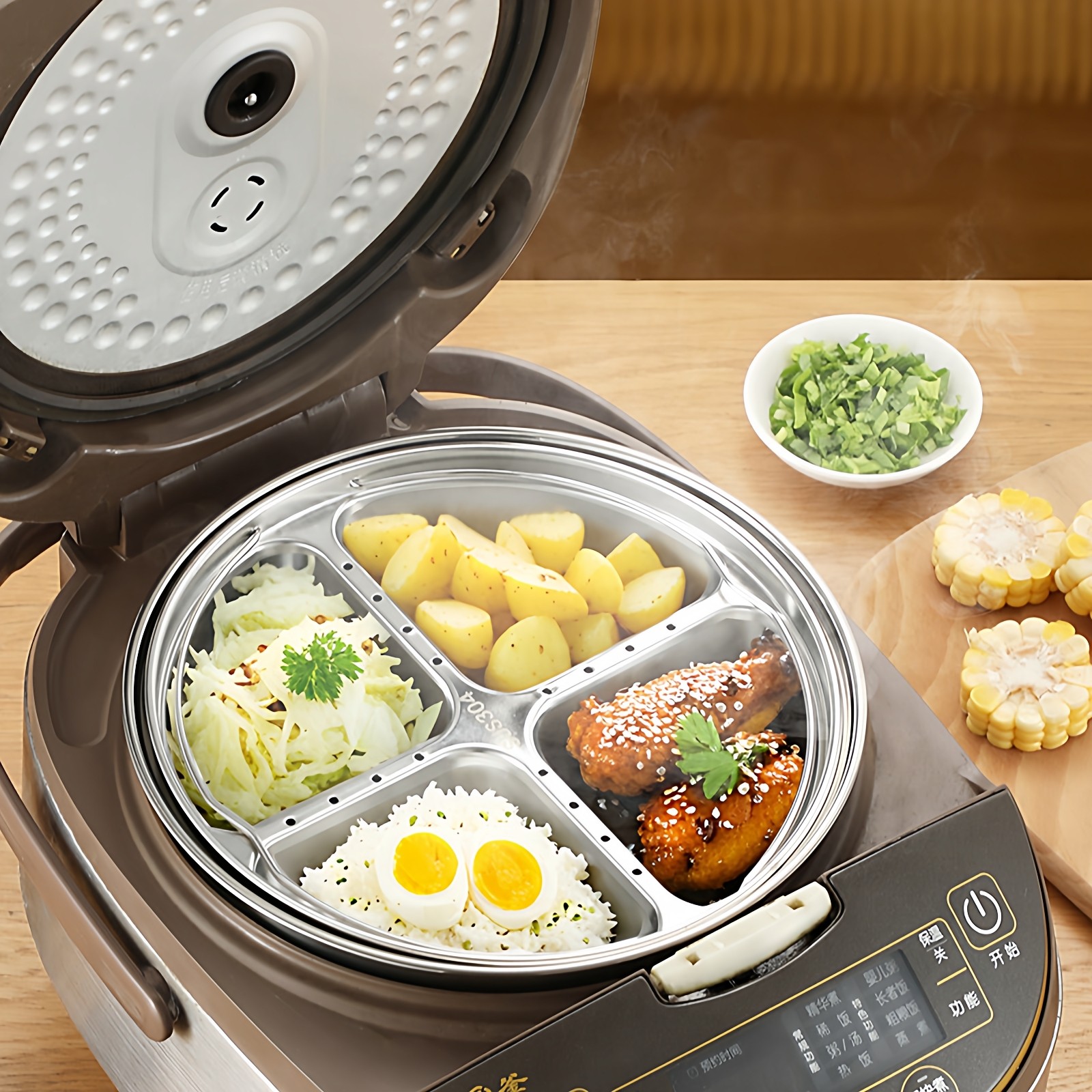 电饭锅神器家用三格蒸盘米饭304不锈钢食品级分格蒸笼蒸碗电饭煲