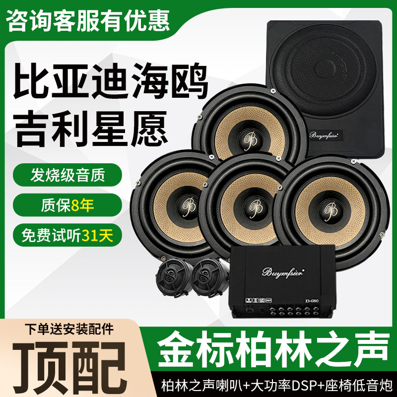 适用于比亚迪海鸥吉利星愿柏林之声6.5寸中低音高音DSP低音炮改装