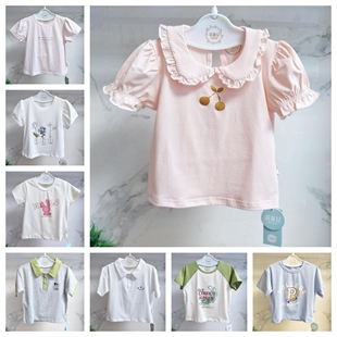 花草记夏天超薄男女短袖T桖宝宝纯棉上衣无袖背心1-4岁外出服睡衣