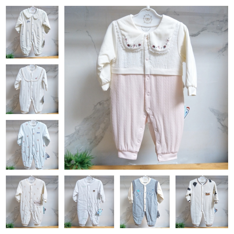 花草记25新款秋冬薄棉婴儿连体衣男女纯棉恒温宝加棉棉服家居睡衣