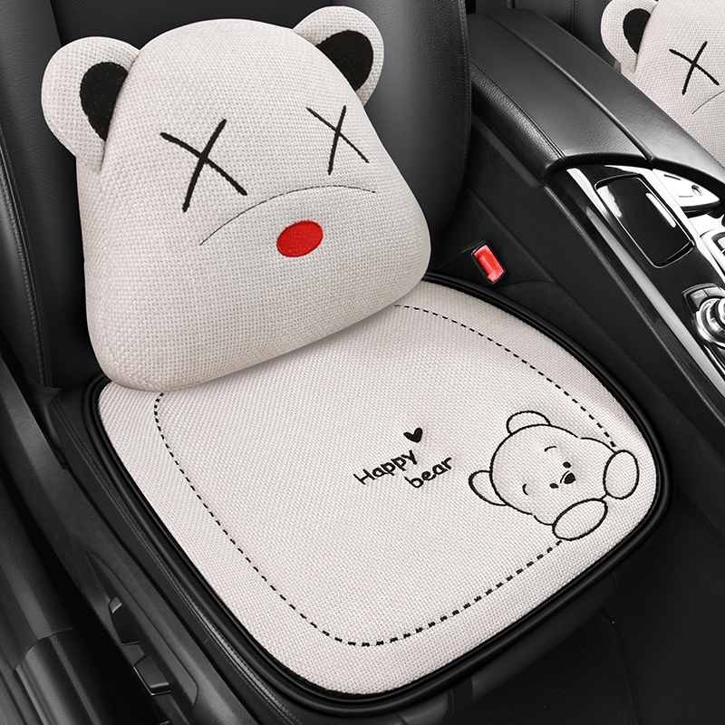 汽车坐垫四季通用亚麻座套夏季布艺坐套全包围专用座垫套朗逸速腾