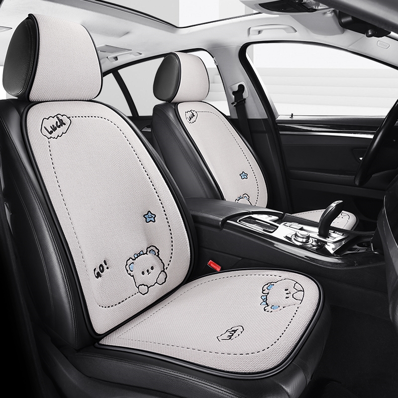 汽车坐垫四季通用亚麻座套夏季布艺坐套全包围专用座垫套朗逸速腾