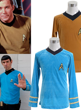 星际迷航StarTrek TOS原初柯克舰长斯波克男T恤上衣cosplay服装