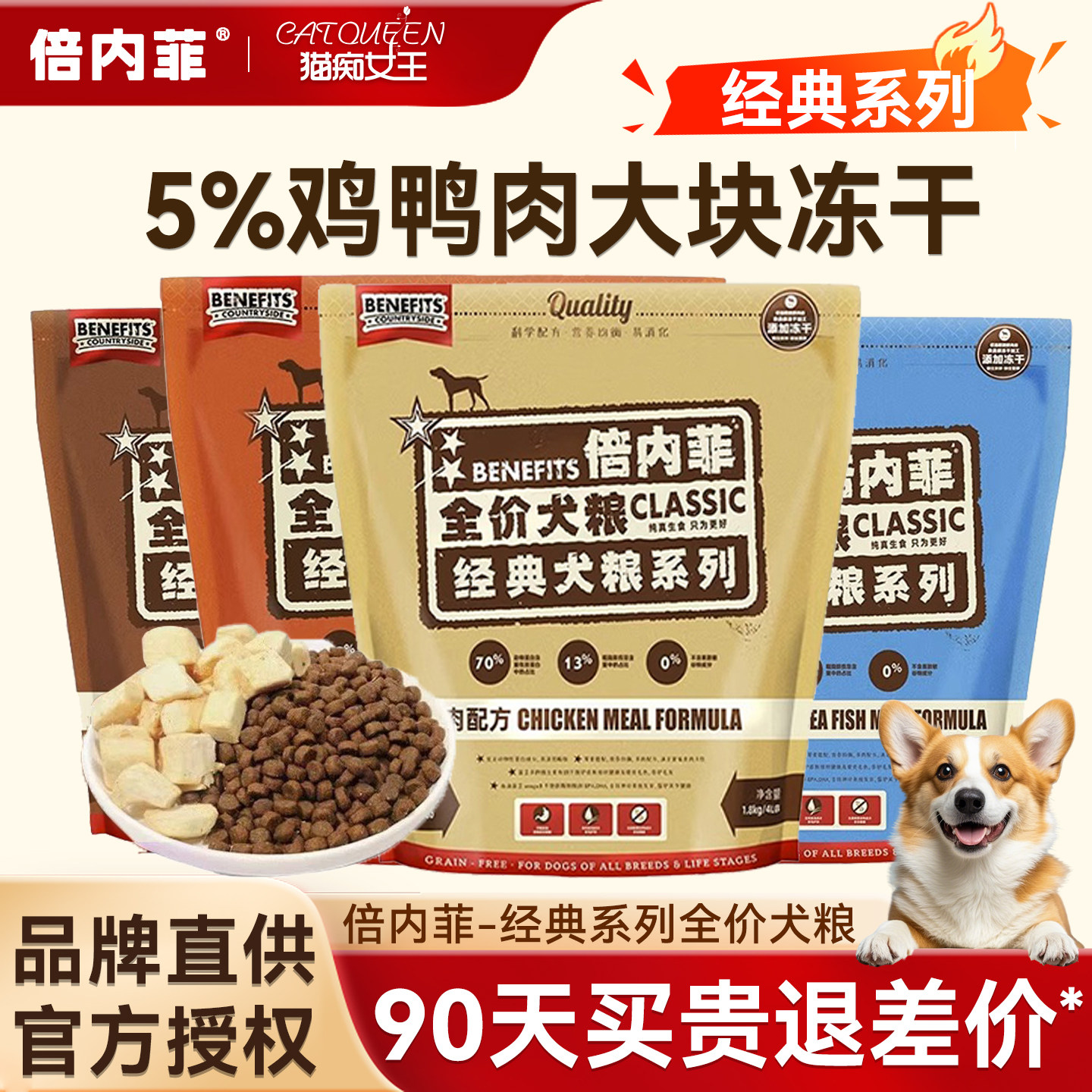 倍内菲经典无谷冻干狗粮全犬期