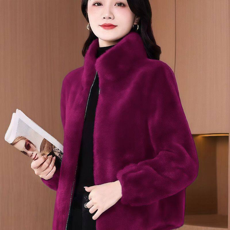 高档洋气纯色短款立领外套2025爆款冬季开衫时尚百搭加厚保暖女装,女装/女士精品,中老年女装,淘宝优惠券,粉丝福利购,淘宝优惠卷