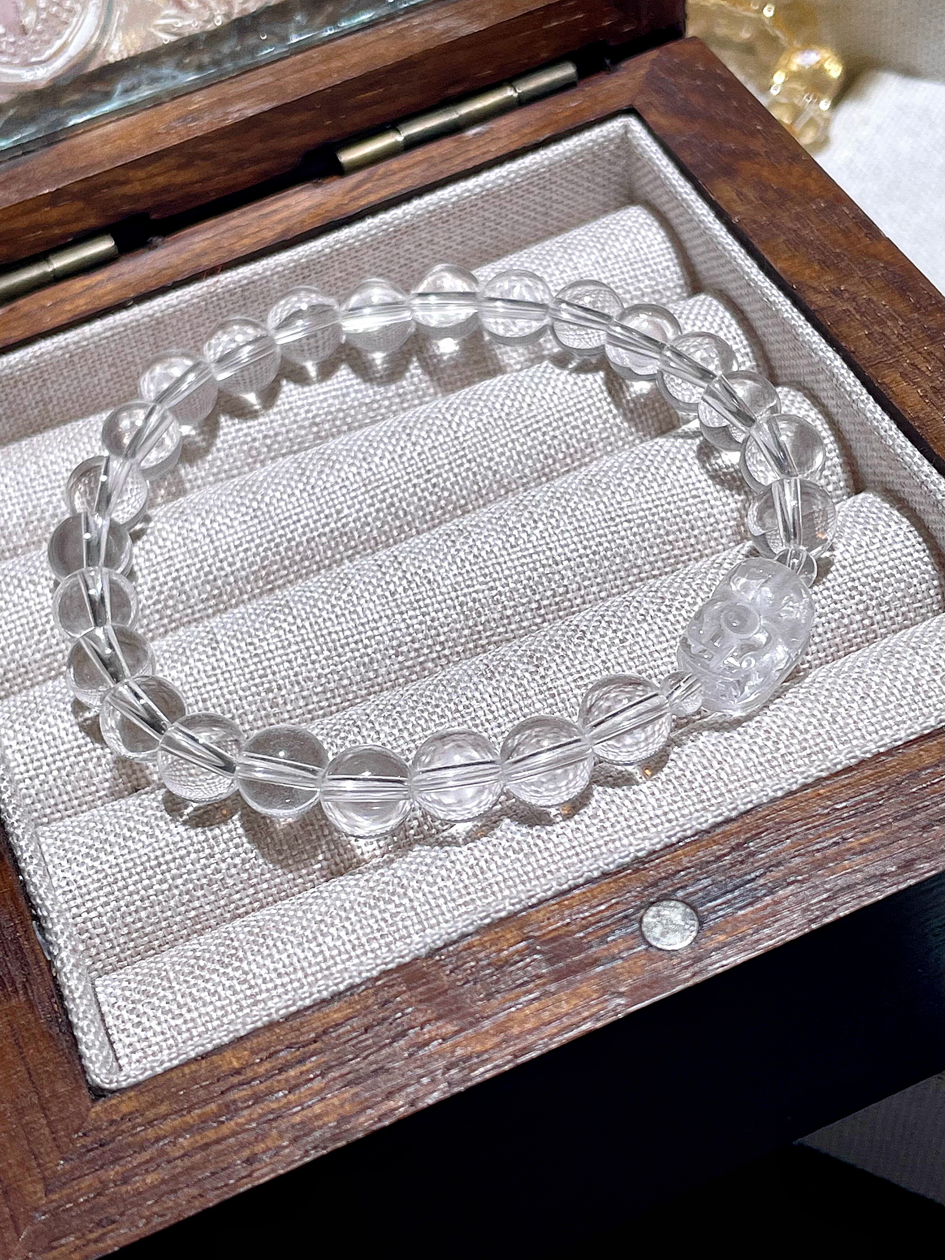 天然白水晶手串双A全净体简约水晶手链貔貅手串