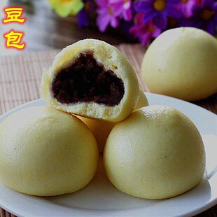 农家手工豆包红豆甜豆沙包早餐自磨面粉宝宝辅食豆馅馒头 现做6个