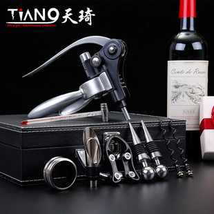 宴会礼品送礼 礼盒皮盒九件套木盒兔形酒具套装 红酒开瓶器 套装