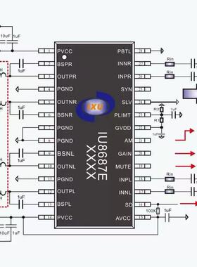 IU8687E(2X45W)立体声D类音频放大器IC 音频功放IC 现货直拍
