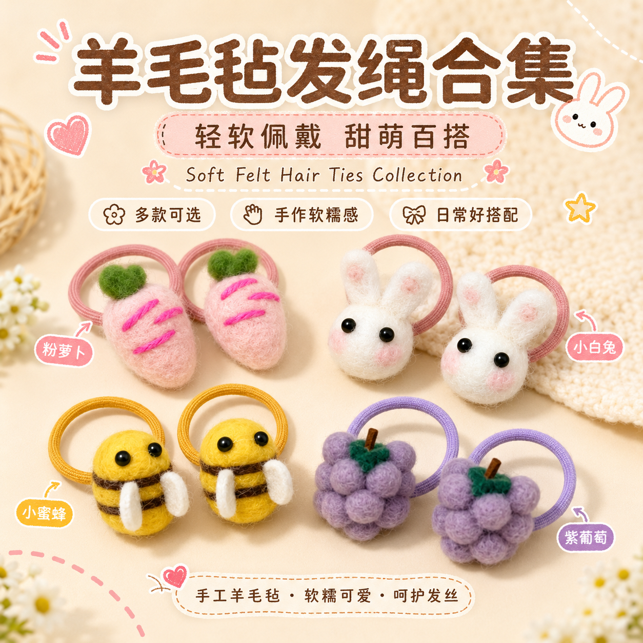 儿童发绳蜜蜂花朵发圈女童发绳