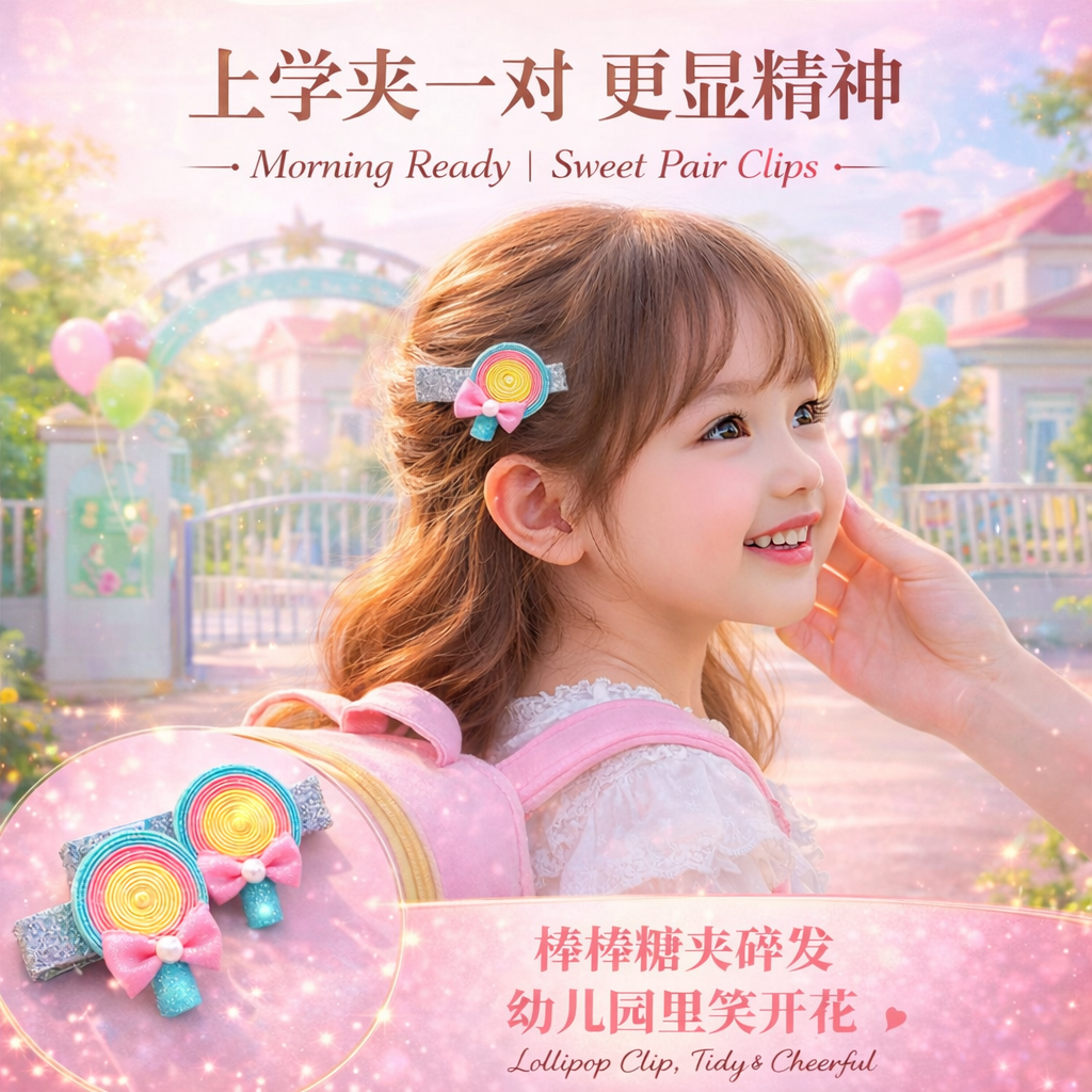 漂亮女童糖果幼儿童宝宝棒棒糖刘海夹可爱发饰彩虹发卡侧边夹发夹
