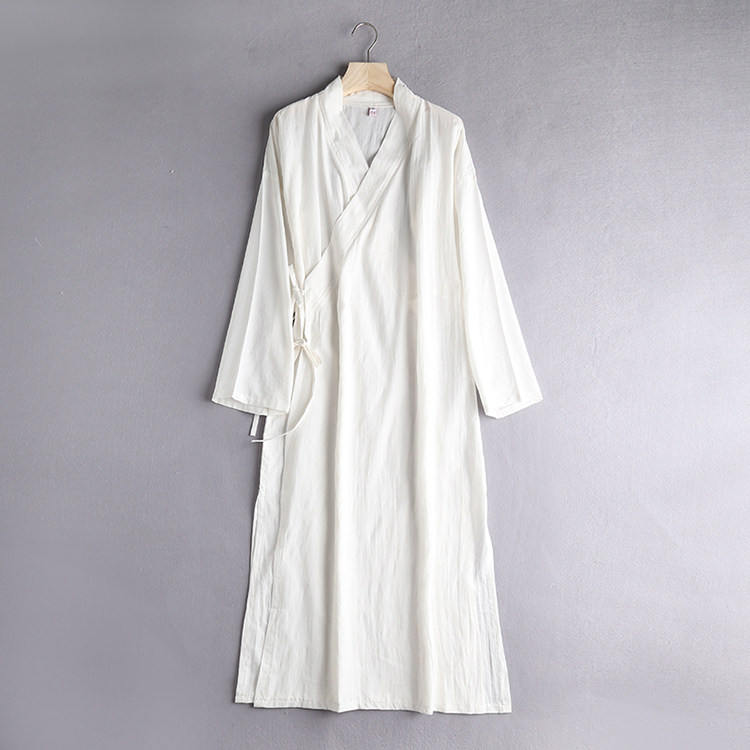 JINXIANG SHANYE 원래 중국 스타일 레이스 업 칼라 면화와 린넨 HANFU 가운 차 선 정장 HANFU 유니버설 스타일 여름