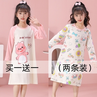 家居服 中长裙2025新款 春秋季 儿童女童纯棉睡裙露比可爱小女孩长袖