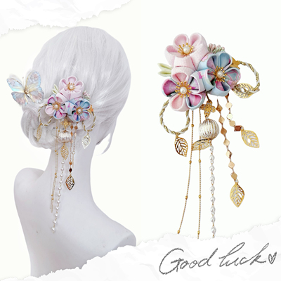 新款日式樱花流苏饰品头饰和风头饰和服发饰日系浴衣扇子链条边夹