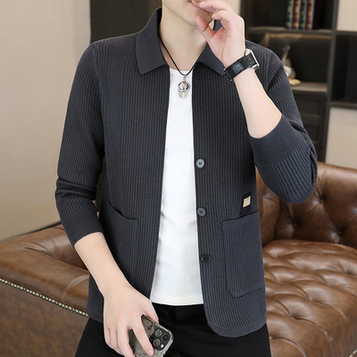 恒源祥男士纯色翻领薄款针织衫