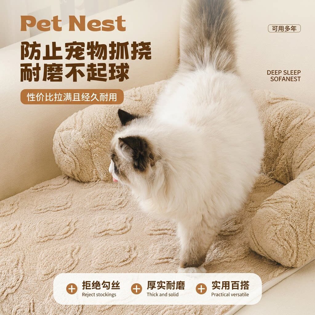 宠物沙发垫舒适新款加厚毛绒沙发床四季通用小型犬睡垫猫咪沙发垫