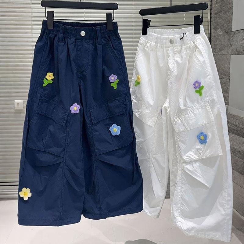 女童裤子儿童工装裤夏装2025新款薄款白色长裤洋气大童阔腿裤潮