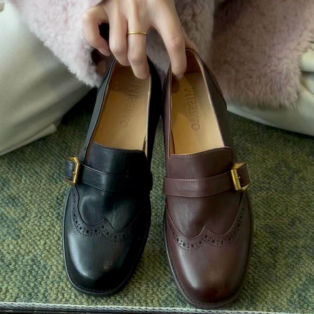 格格调子英伦风小皮鞋女复古新款皮带扣乐福鞋真皮百搭通勤单鞋,女鞋,乐福鞋（豆豆鞋）,淘宝优惠券,粉丝福利购,淘宝优惠卷