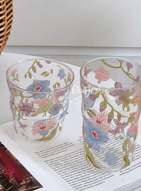 橘橙创意ins风小清新玻璃杯果汁杯耐高温水杯子奶茶杯咖啡杯子