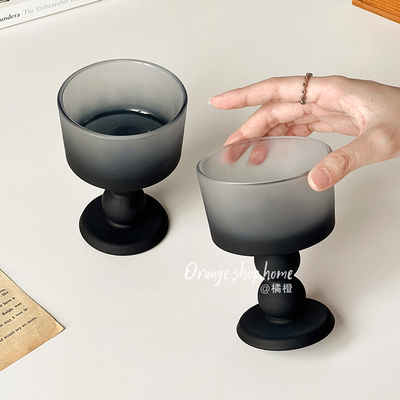 具橙玻璃矮脚杯高颜值酸奶杯