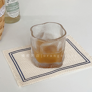 简约磨砂质感冰川扭扭杯日系创意玻璃杯不规则水杯茶杯威士忌酒杯