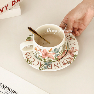 莫奈花园复古咖啡杯碟高颜值下午茶马克杯高档精致陶瓷拿铁杯水杯
