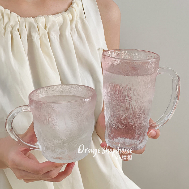 冰川纹粉色少女心玻璃杯高颜值新款水杯女家用ins风咖啡杯啤酒杯,餐饮具,玻璃杯,淘宝优惠券,粉丝福利购,淘宝优惠卷