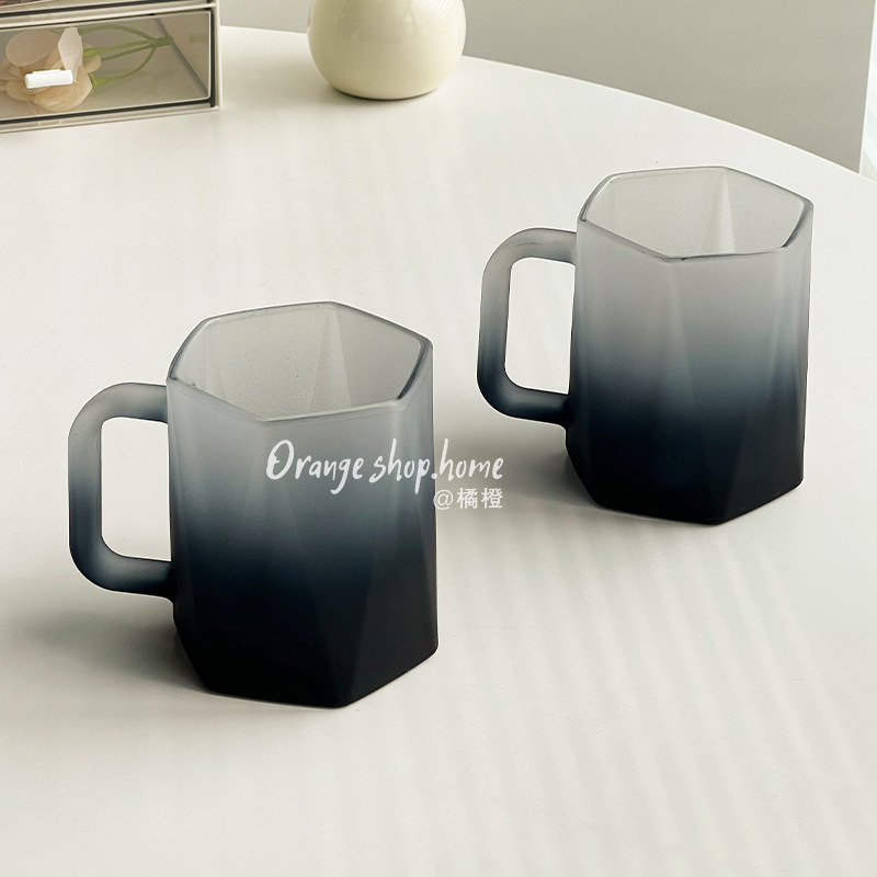 创意磨砂灰玻璃喝水杯家用高颜值饮品杯酒杯办公室小众茶杯咖啡杯,餐饮具,玻璃杯,淘宝优惠券,粉丝福利购,淘宝优惠卷