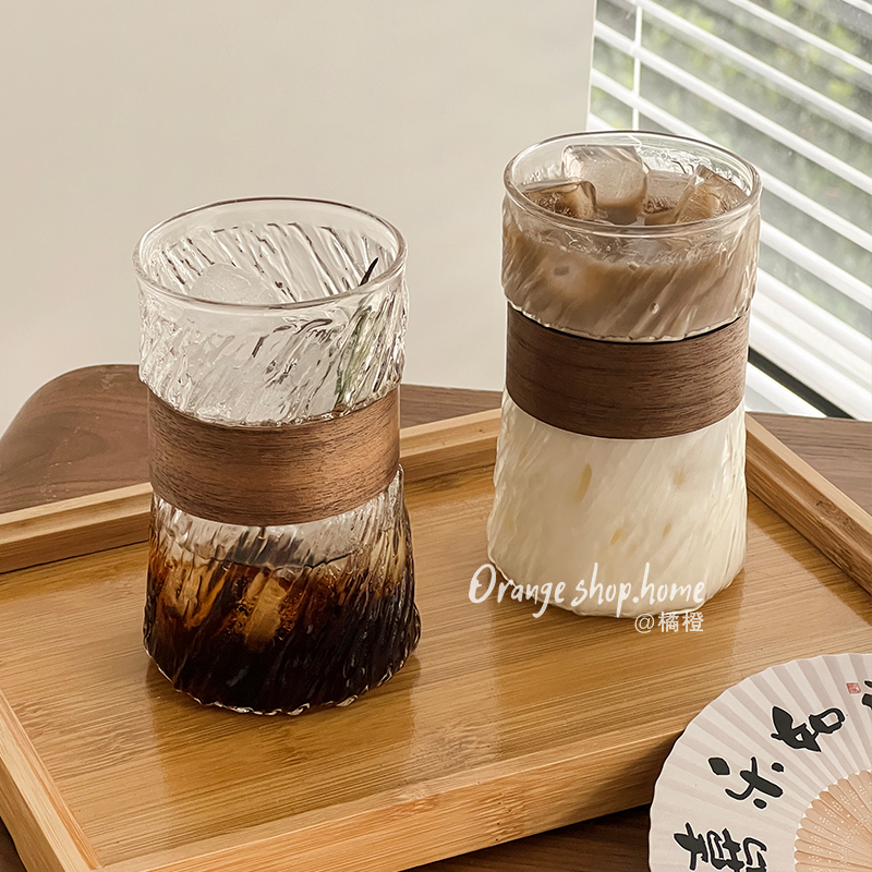 橘橙玻璃杯办公室冷饮杯高颜值
