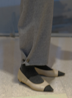 【春开新境】 灰色软薄羊毛微阔可调节阔腿裤中腰纯色休闲裤 P89