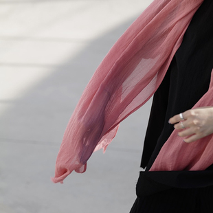 【Lagom】黑桃园棉麻细纱轻柔百搭防晒薄款简约披肩围巾春夏 A07