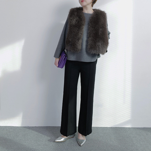 【木质香】黑桃园高比例羊毛纯色简约显瘦裤脚微阔阔腿裤女冬 P15