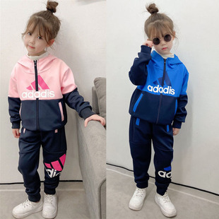 春秋季款男女童装连帽开衫外套中大儿童运动服套装洋气时髦两件套