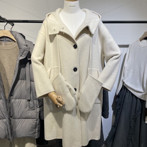 现货速发 艾娃elva艾末女装2025冬款中长毛呢大衣外套 2409215314